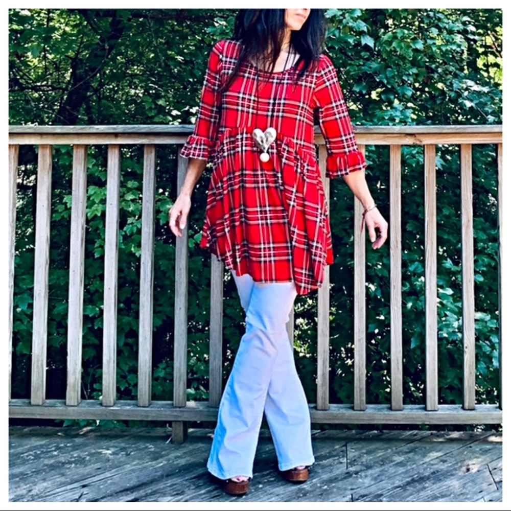✨LAST ONE✨Red plaid tunic top - Picture 4 of 8
